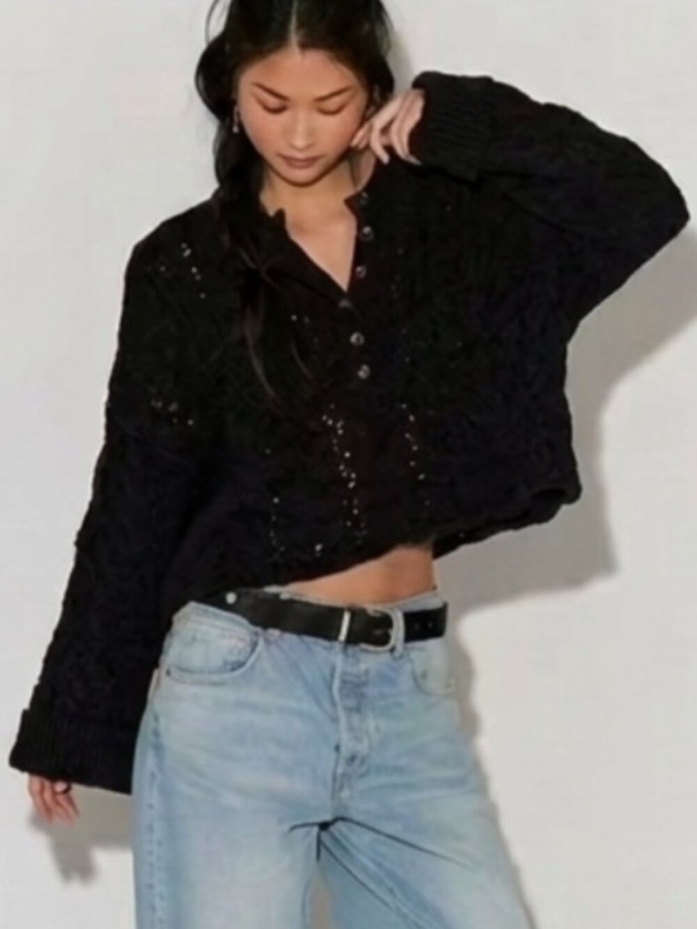 NWOT Free People Polly Cable Knit Sweater